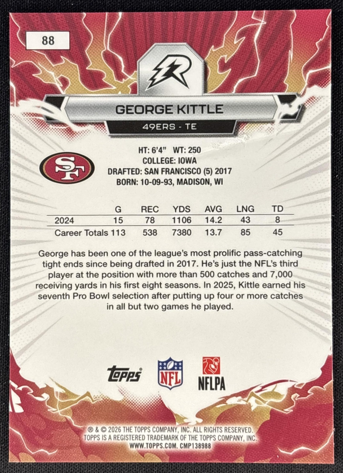 George Kittle 2025 Topps Resurgence 49ers San Francisco 49ers back