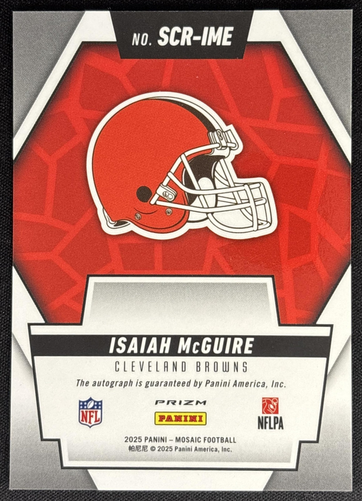 Isaiah McGuire 2025 Panini Mosaic Scripts Browns