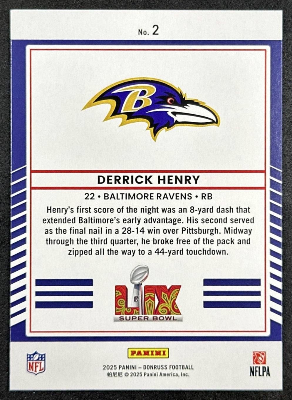 Derrick Henry 2025 Panini Donruss Road to the Super Bowl Wild Card Ravens