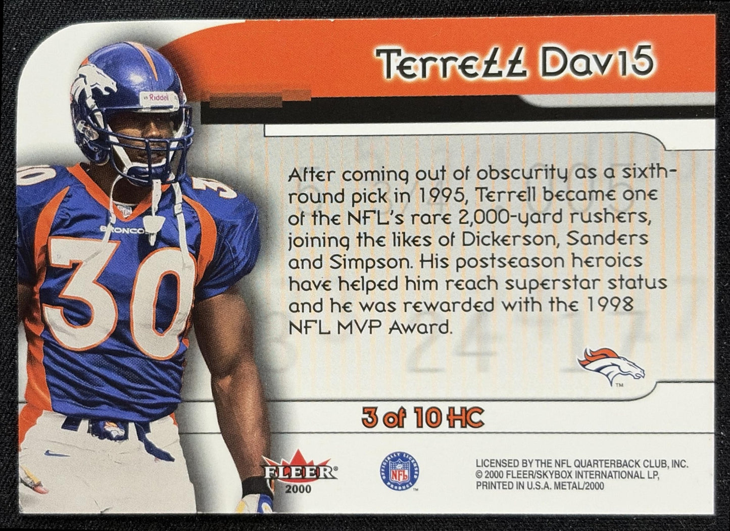 Terrell Davis 2000 Fleer Metal Hot Commodities Broncos