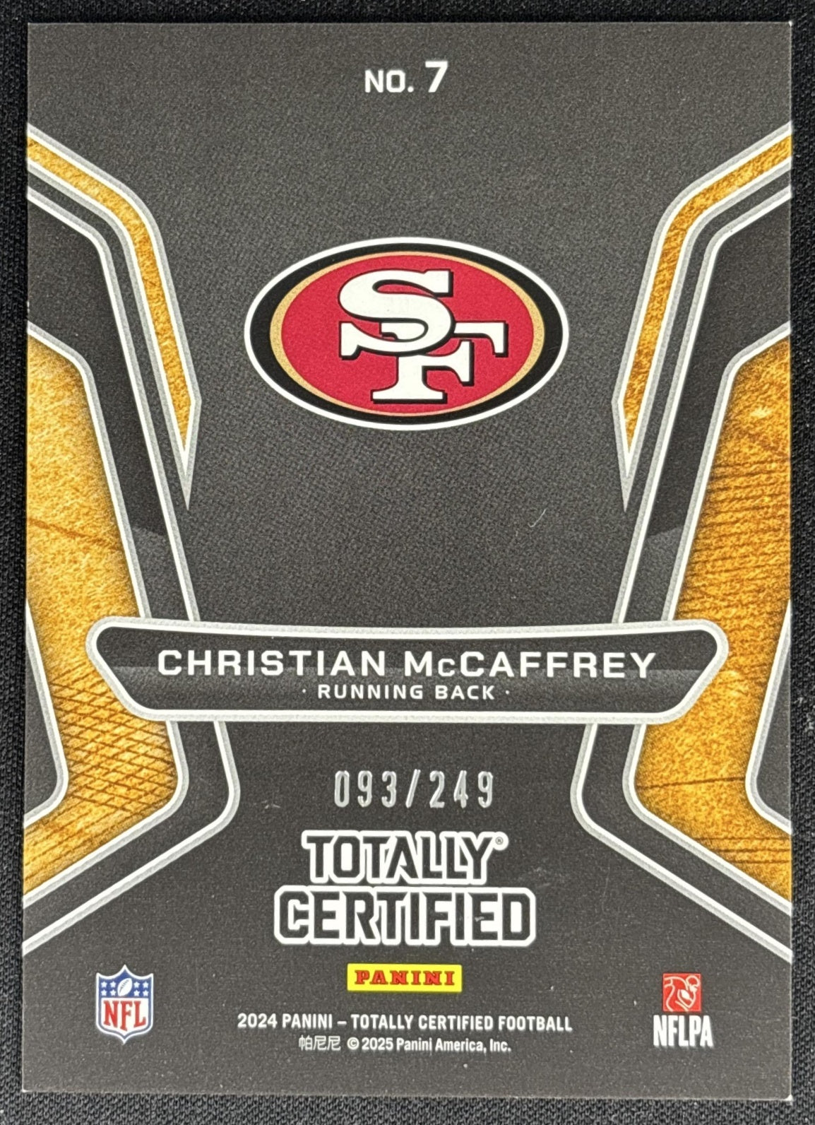 Christian McCaffrey 2024 Totally Certified Gold Team Mirror Red /249 49ers