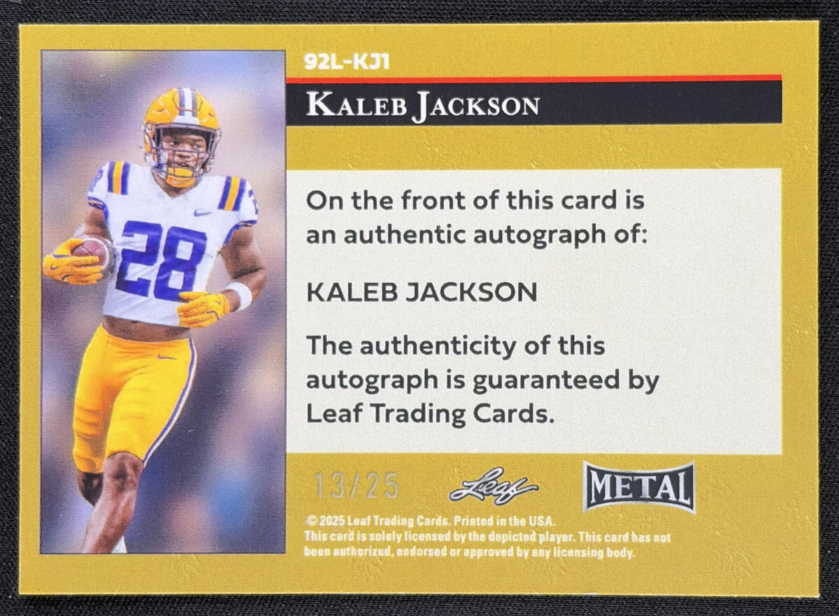 Kaleb Jackson 2025 Leaf Metal 92 LGR Auto Prismatic Silver /25