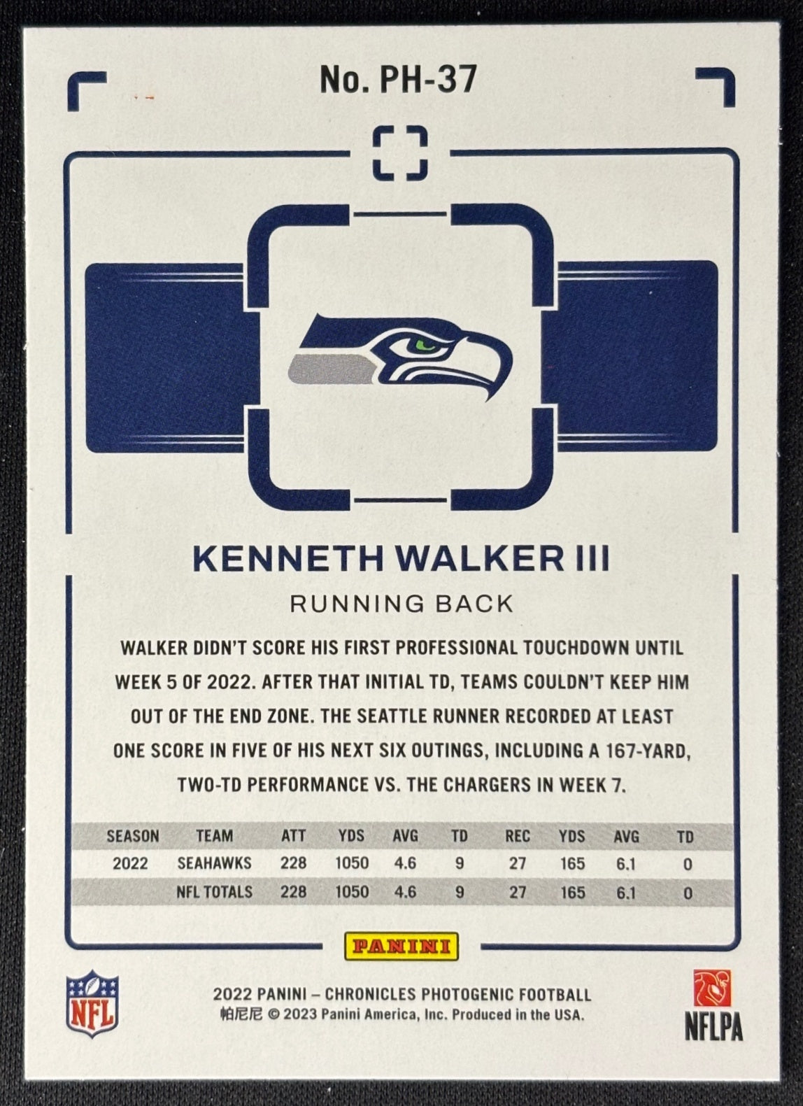 Kenneth Walker III 2022 Chronicles Photogenic Orange Seahawks