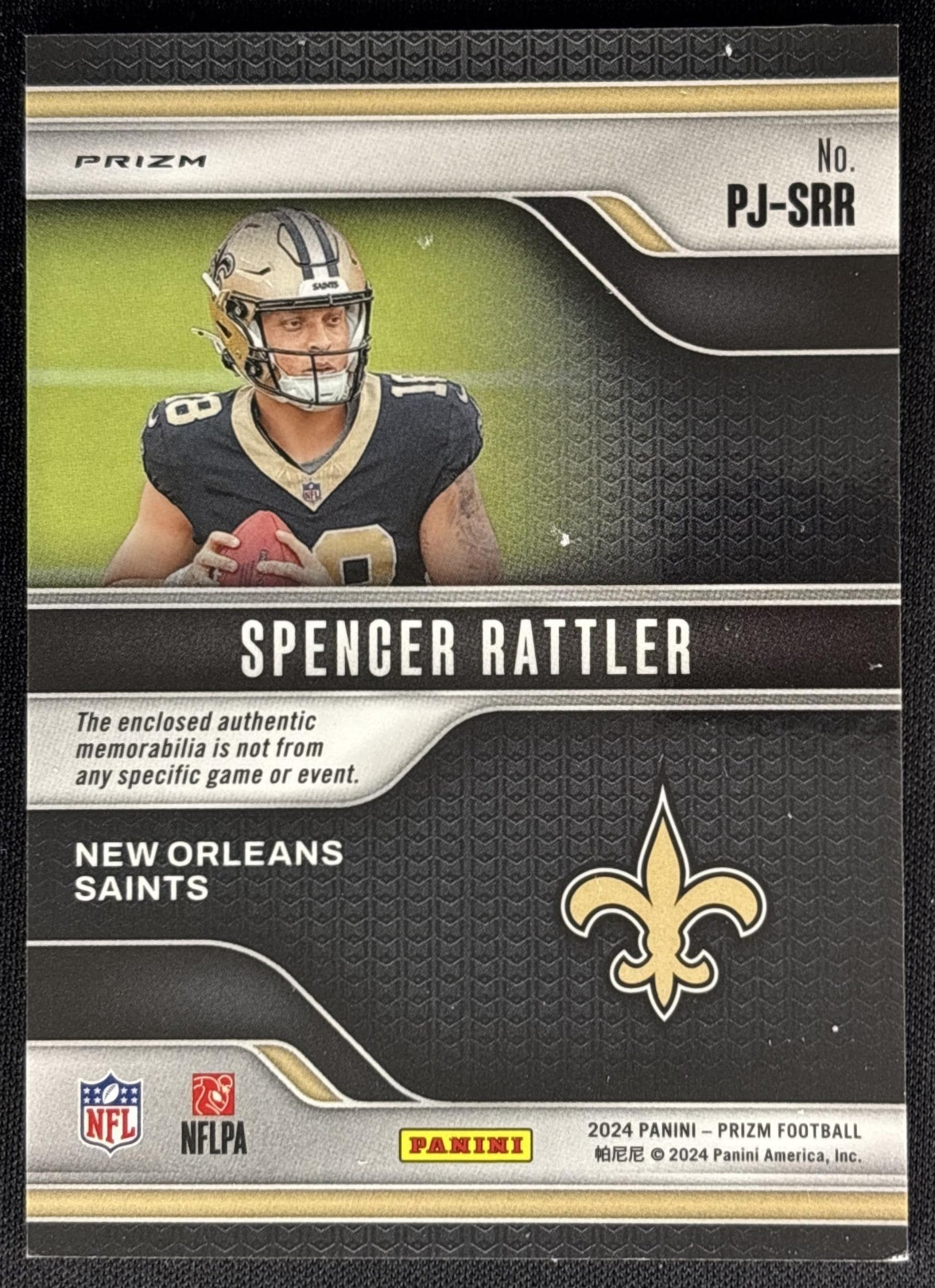 Spencer Rattler 2024 Panini Prizm Premier Jerseys Neon Green Pulsar
