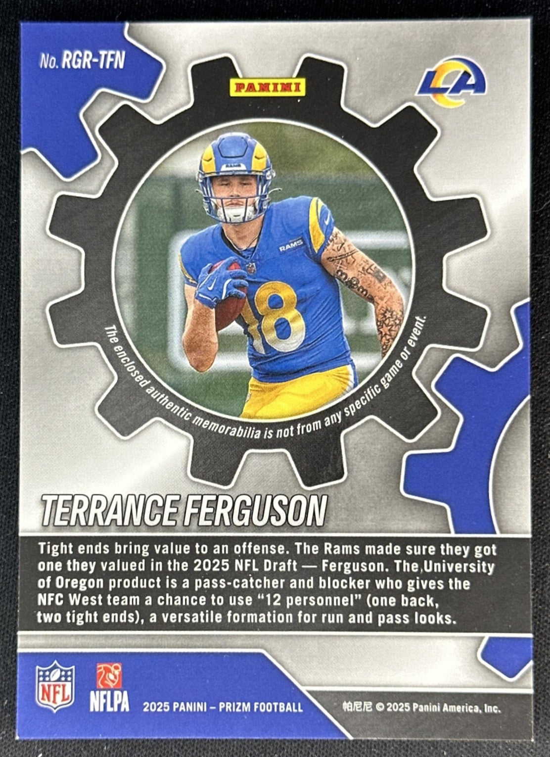 Terrance Ferguson 2025 Panini Prizm Rookie Gear Rams