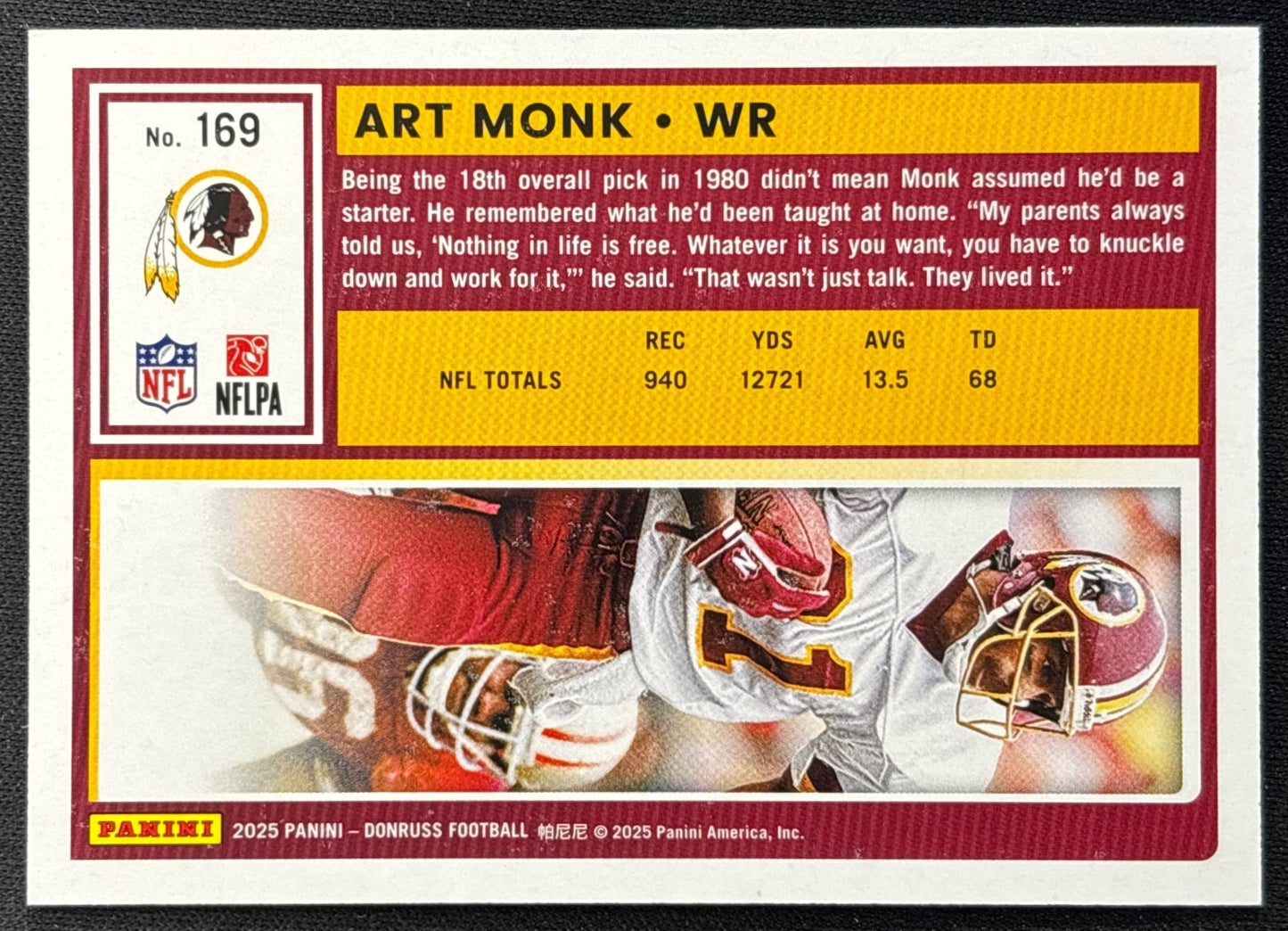 Art Monk 2025 Donruss Jersey Number /81 Redskins back | Wayne Collection