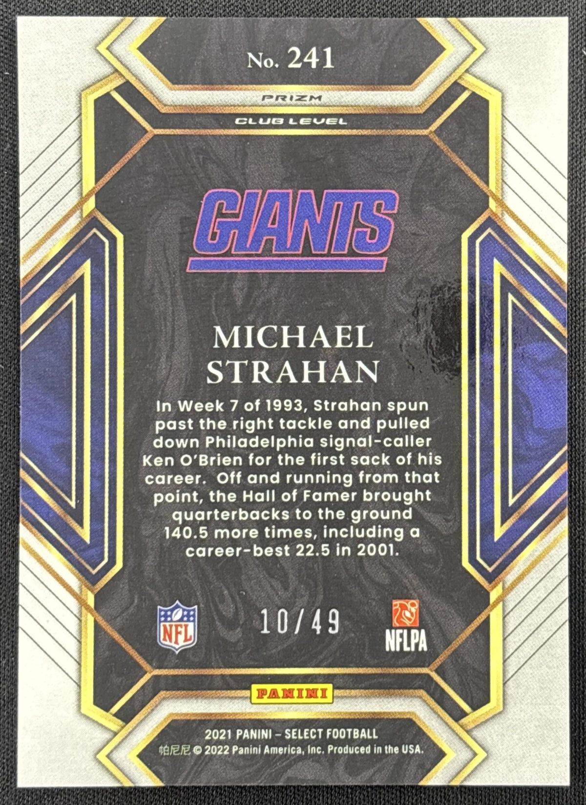 Michael Strahan 2021 Panini Select Red Disco Prizm /49 Giants