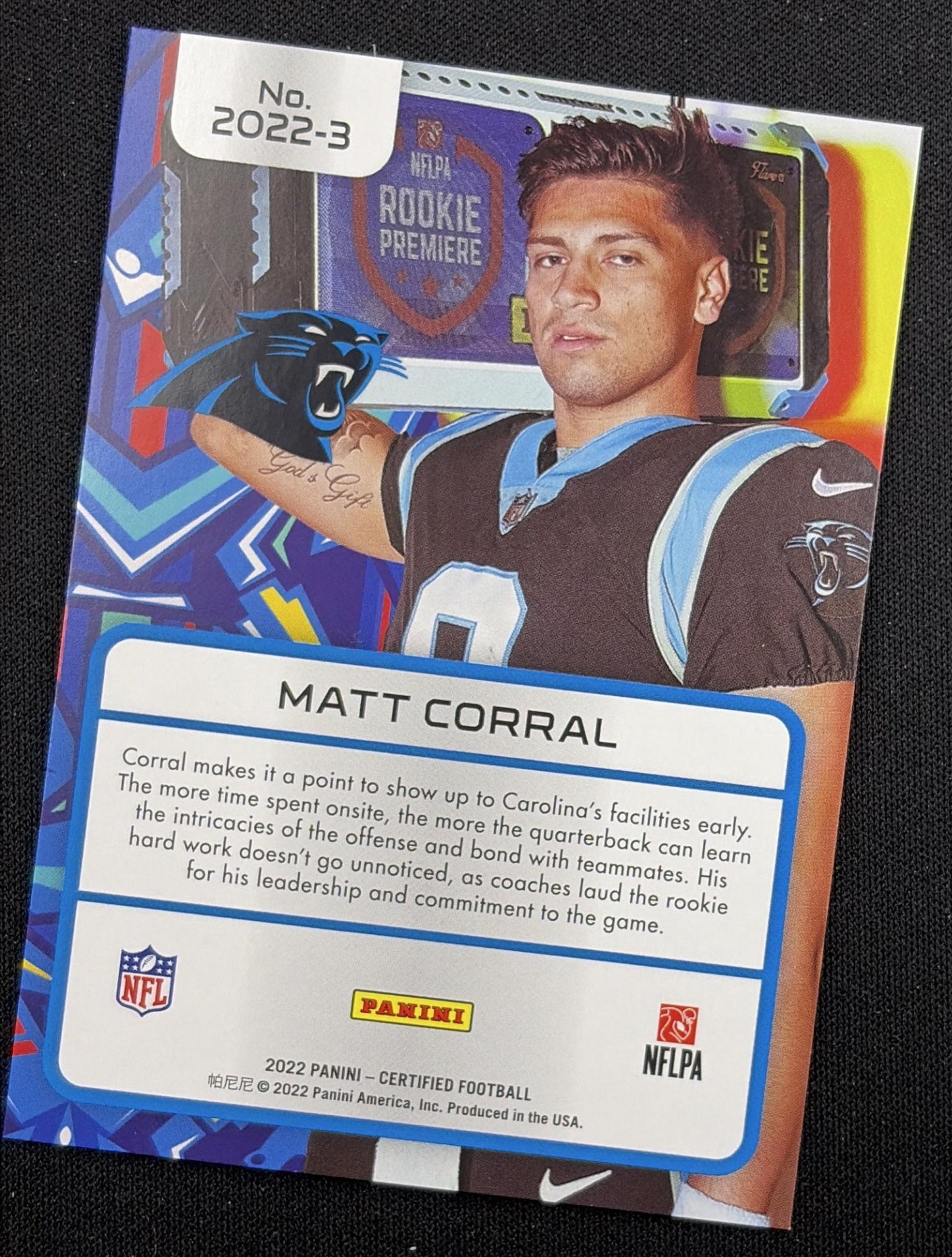 Matt Corral 2022 Panini Certified Mirror Bronze /249 Panthers