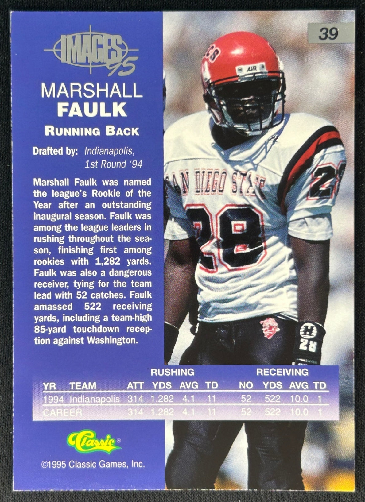 Marshall Faulk 1995 Images Four Sport Colts Sports Trading Cards