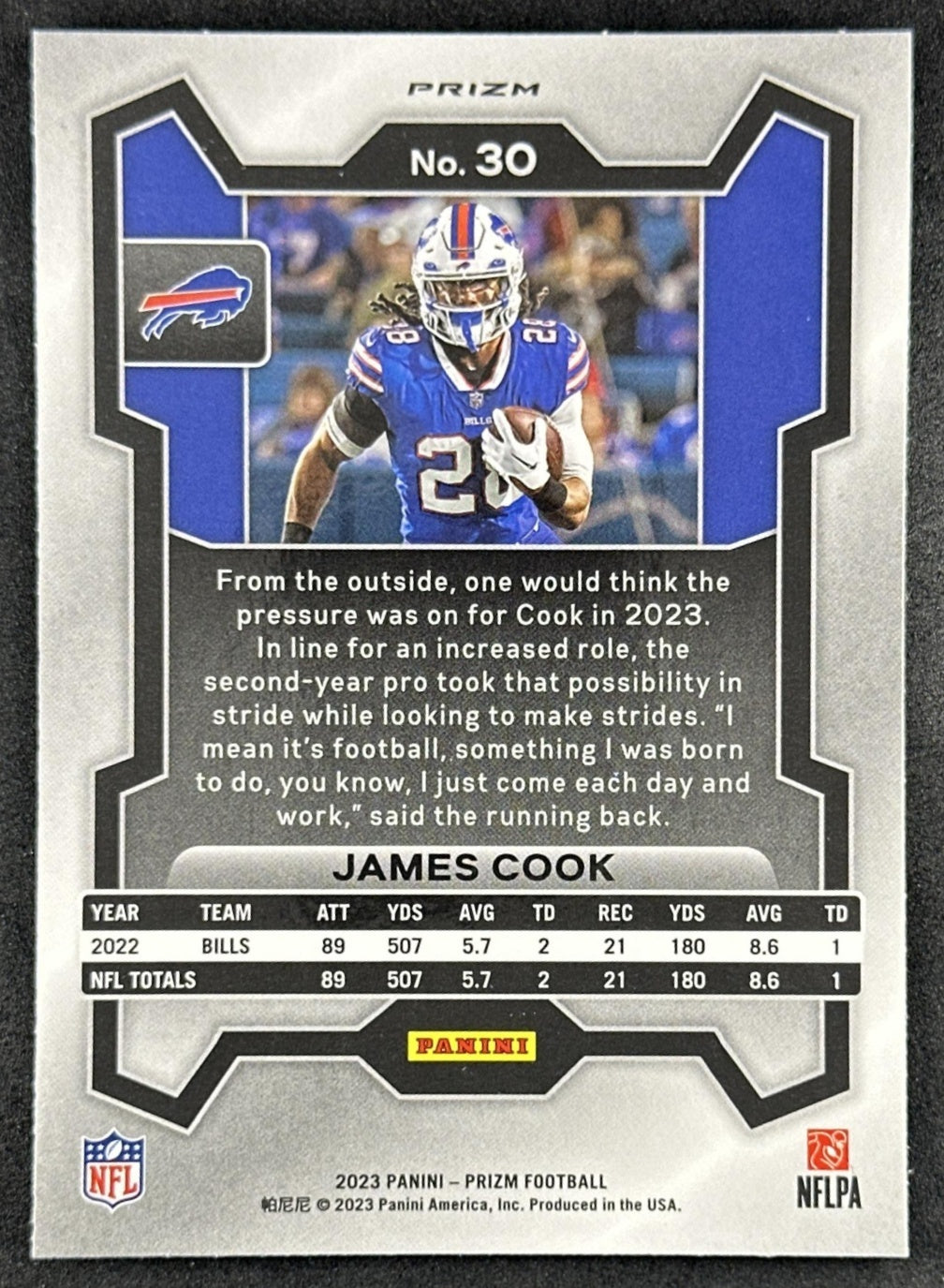 James Cook 2023 Panini Prizm Green Wave Bills Sports Trading Cards