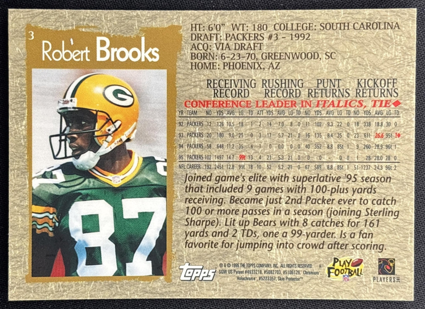 Robert Brooks 1996 Topps Chrome Packers Sports Trading Cards