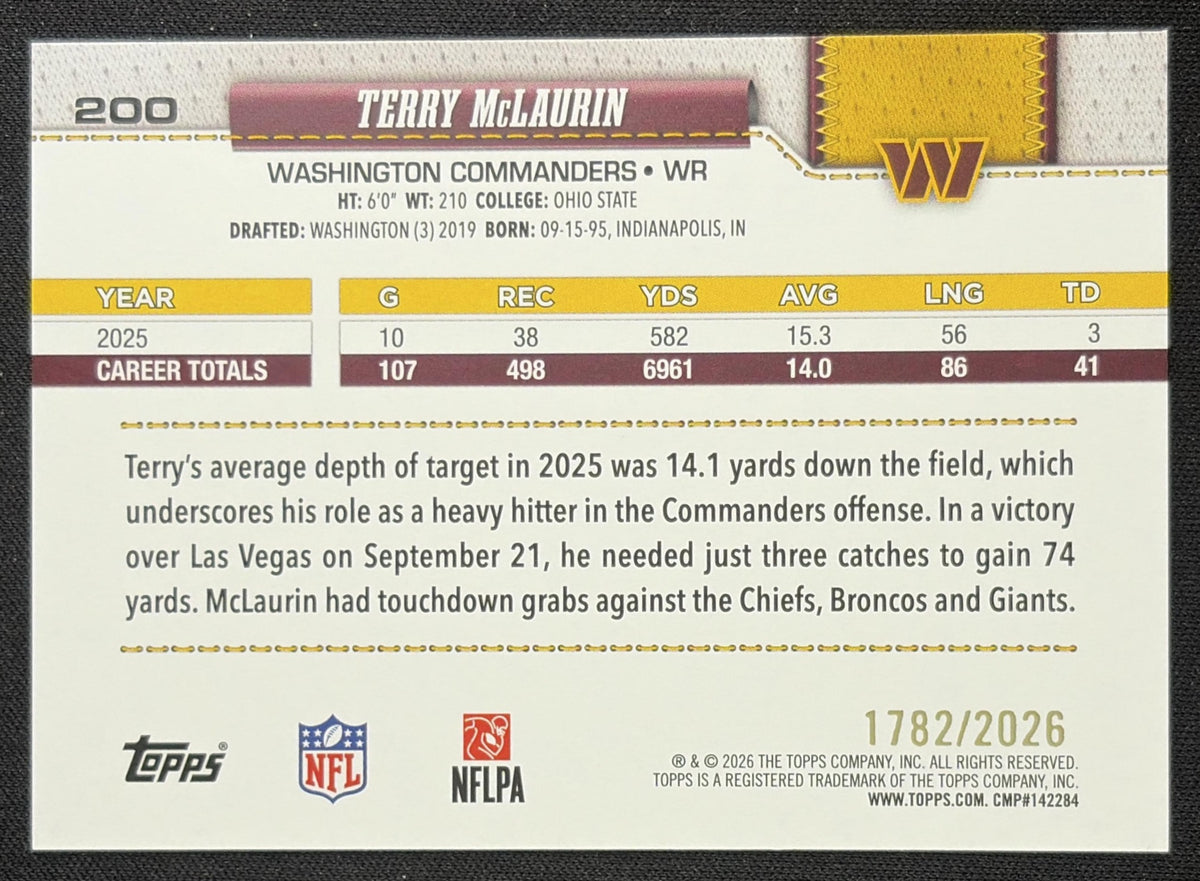 Terry McLaurin 2026 Topps Gold /2026 Commanders
