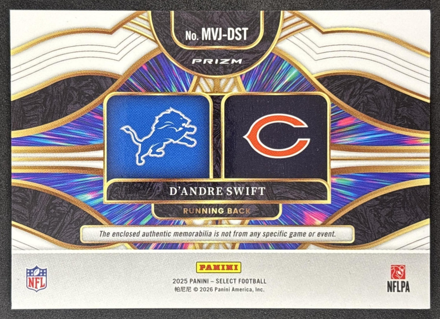 D'Andre Swift 2025 Panini Select Multiverse Jerseys Red Prizm Lions Bears