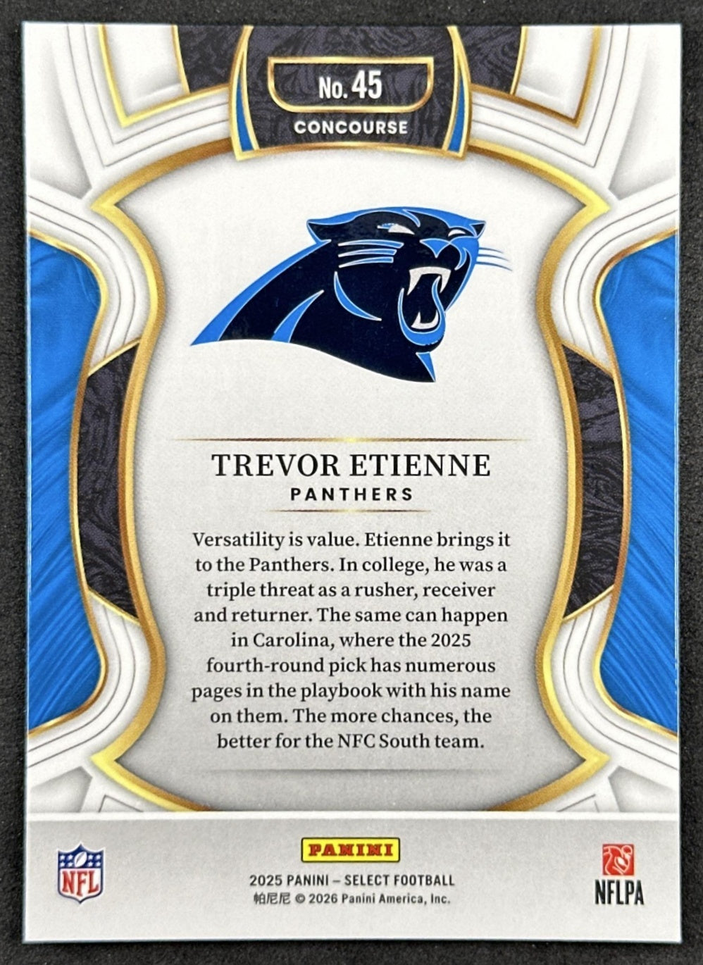 Trevor Etienne 2025 Panini Select Concourse Panthers Back