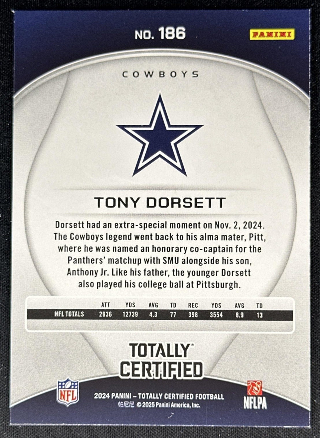 Tony Dorsett 2024 Panini Totally Certified Red Cowboys back