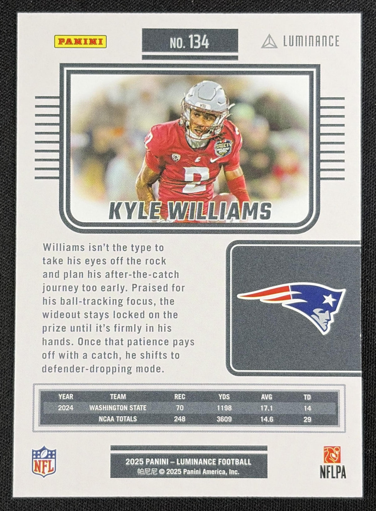 Kyle Williams 2025 Panini Luminance Green /100 Patriots