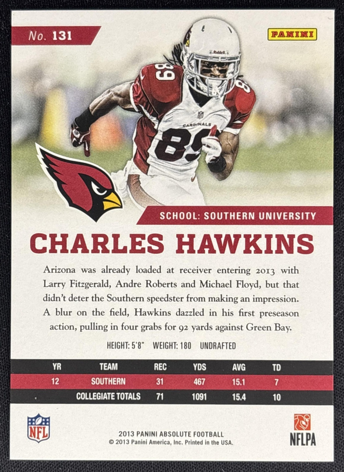 Charles Hawkins 2013 Panini Absolute Spectrum Silver /99 Cardinals back