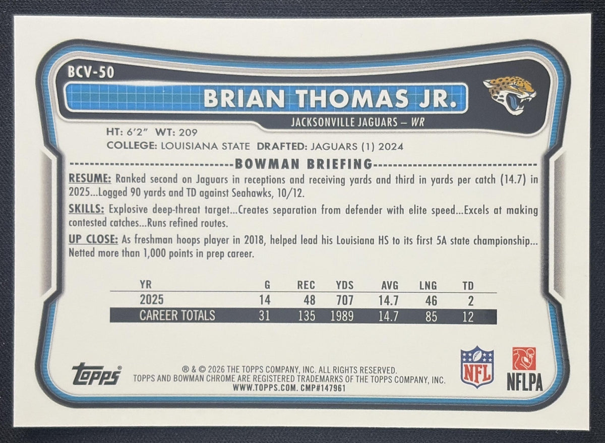 Brian Thomas Jr. 2026 Bowman Chrome NFL Mojo Refractor Jaguars