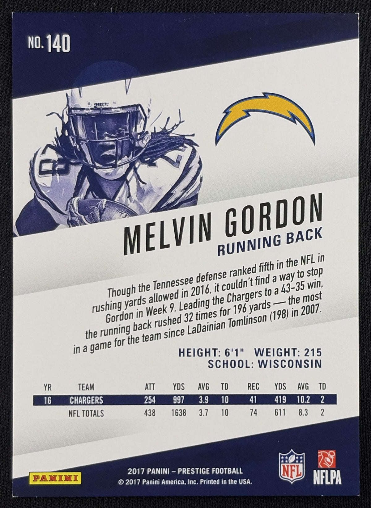 Melvin Gordon 2017 Panini Prestige Xtra Points Purple /100 Chargers