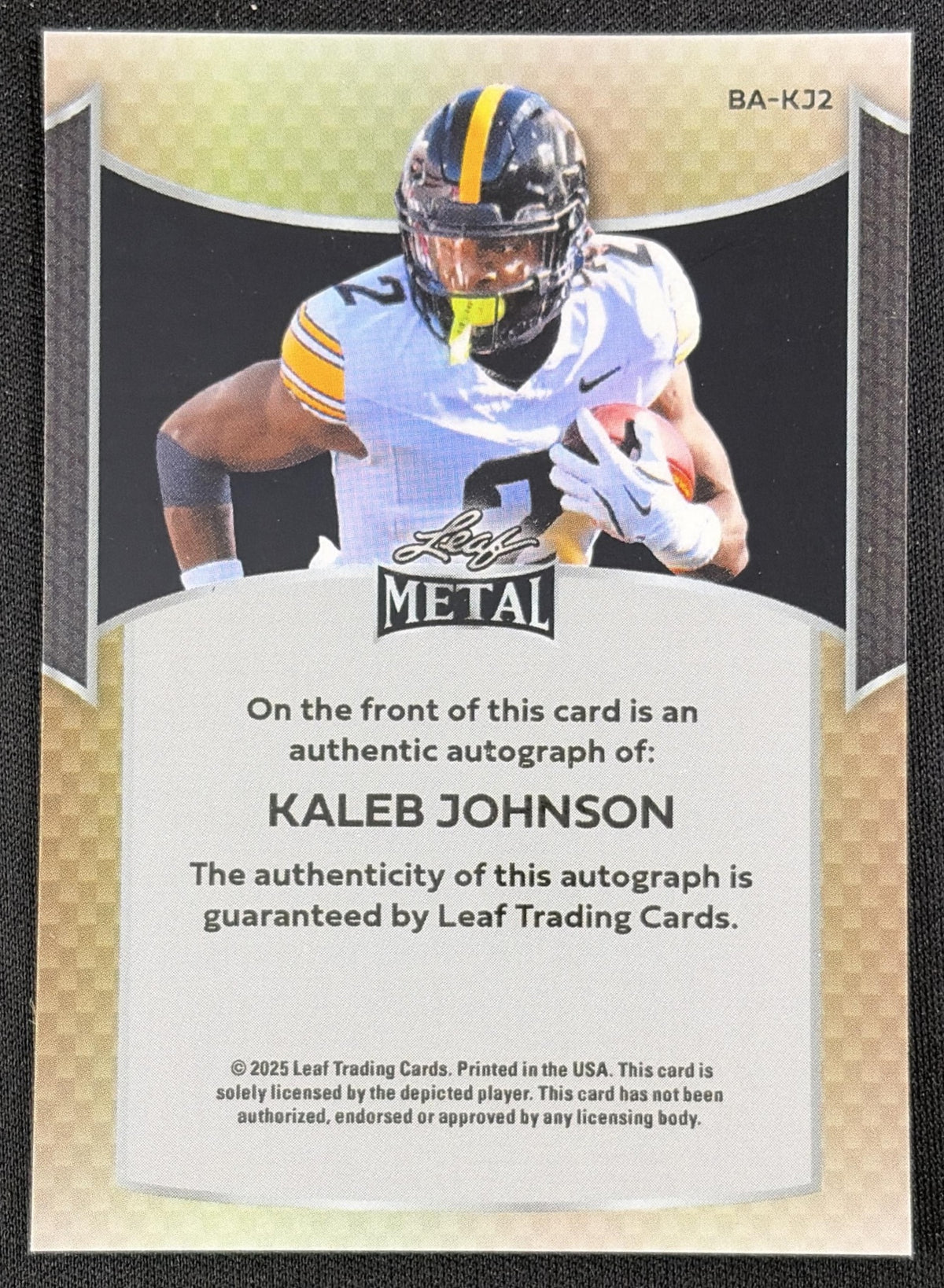 Kaleb Johnson 2025 Leaf Metal Auto Laser Silver
