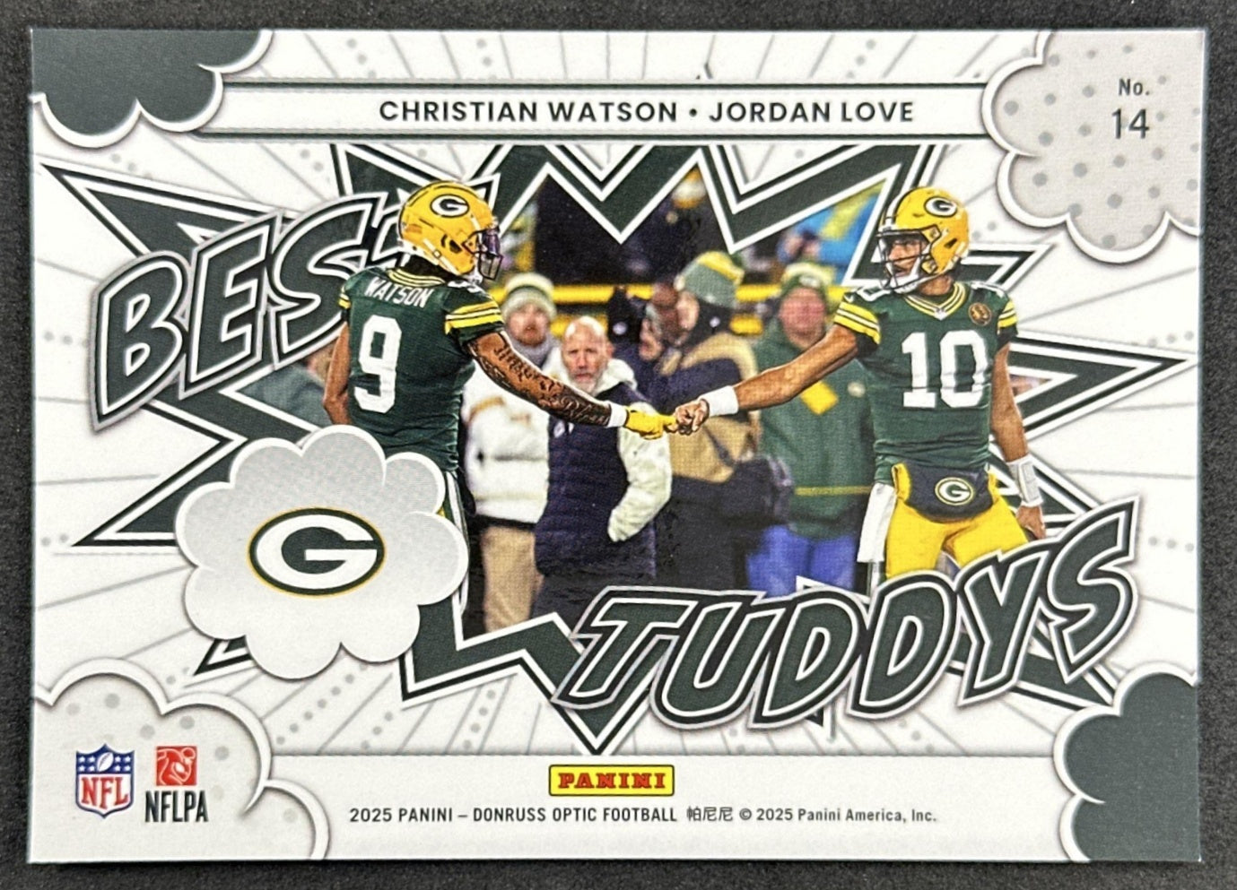 Christian Watson Jordan Love 2025 Panini Donruss Optic Best Tuddys Packers