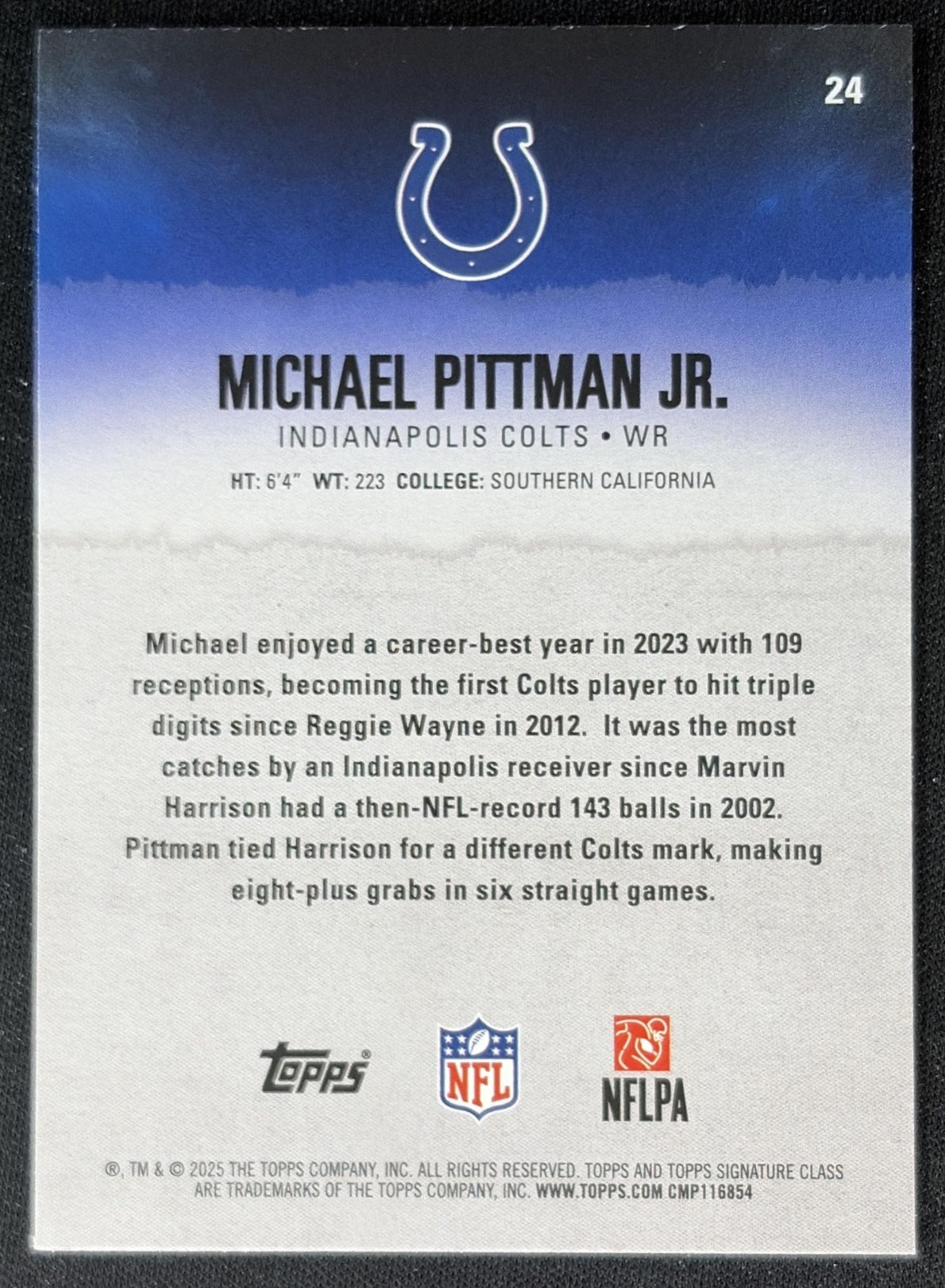 Michael Pittman Jr. 2025 Topps Signature Class Veteran Blue & Yellow Foil Colts Sports Trading Cards