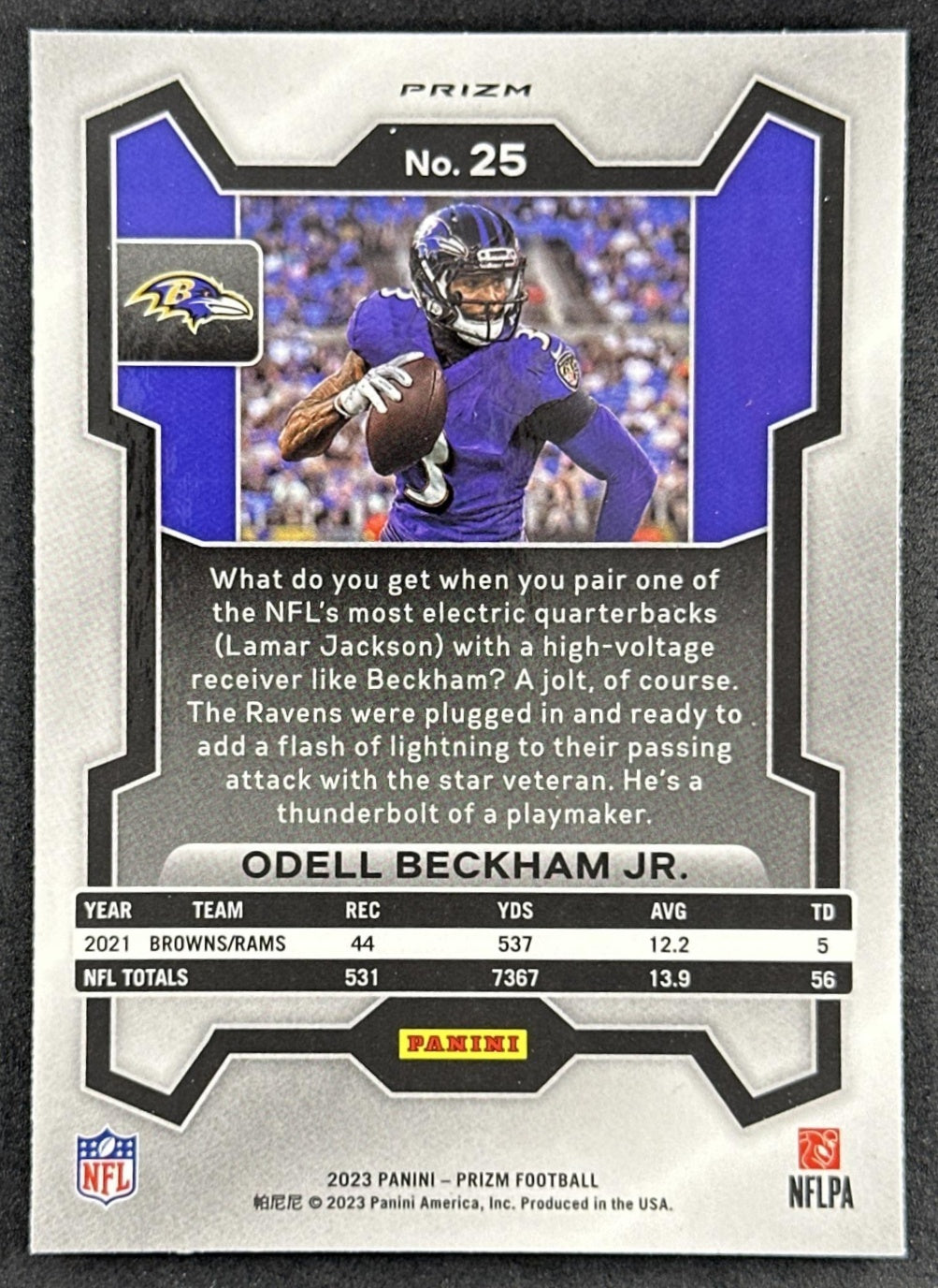 Odell Beckham Jr. 2023 Panini Prizm Red White and Blue Ravens Sports Trading Cards