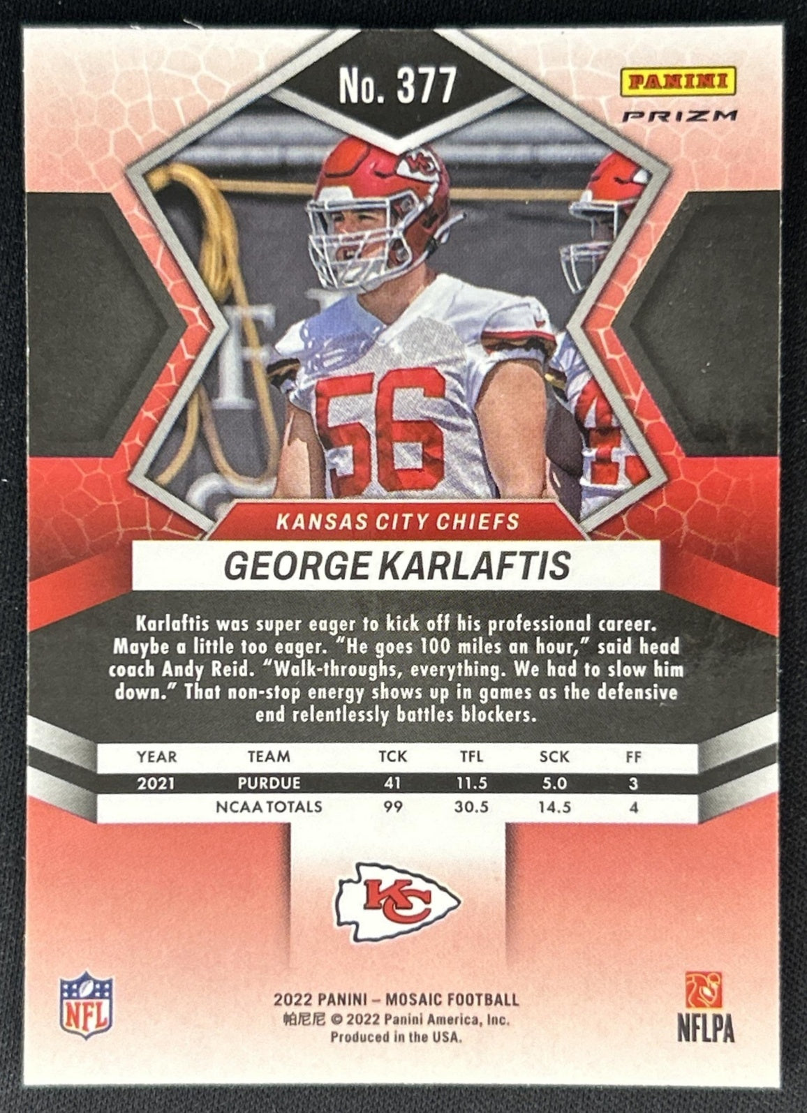 George Karlaftis 2022 Panini Mosaic Reactive Orange Chiefs