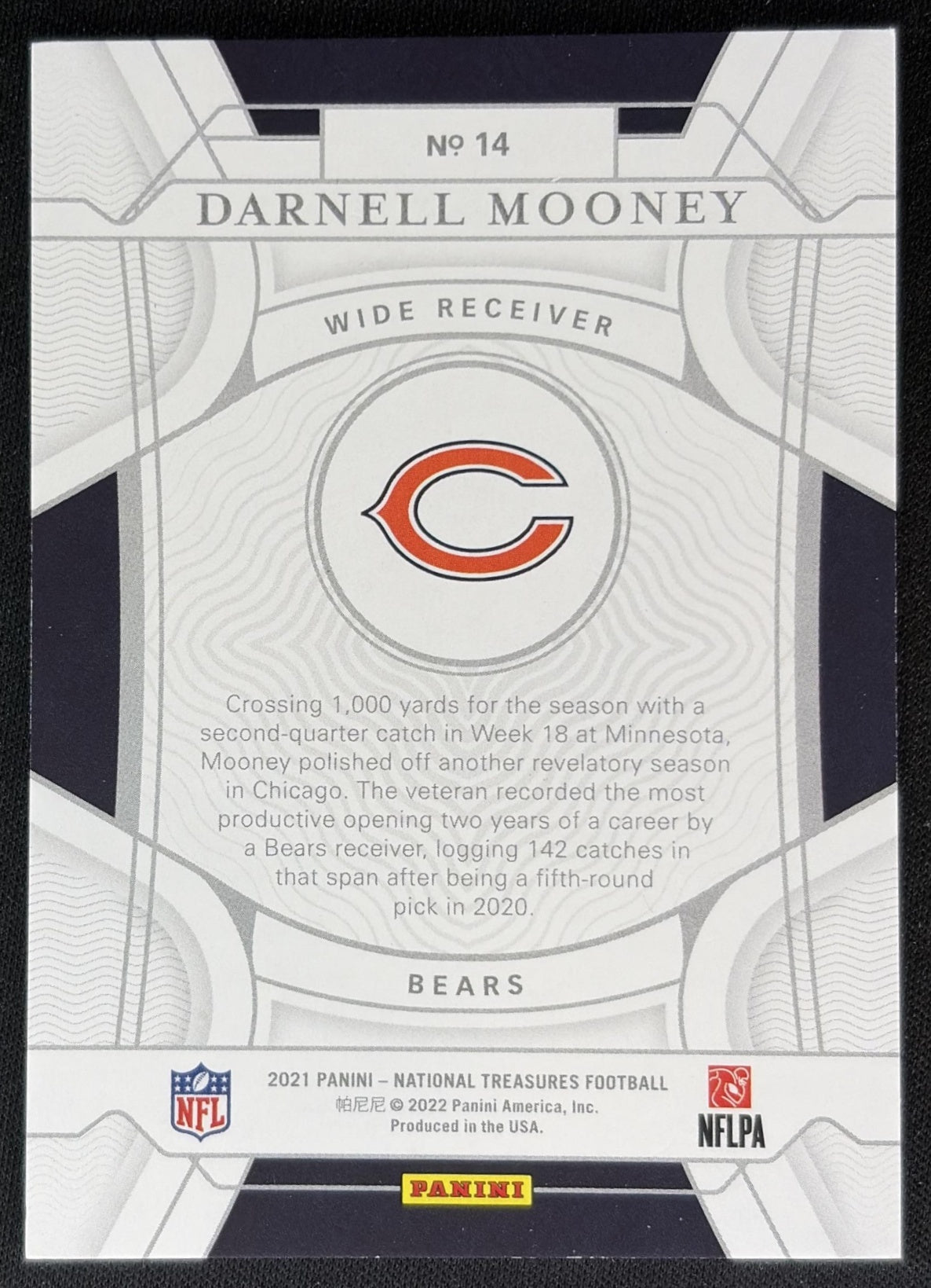 Darnell Mooney 2021 Panini National Treasures /99 Bears Sports Trading Card