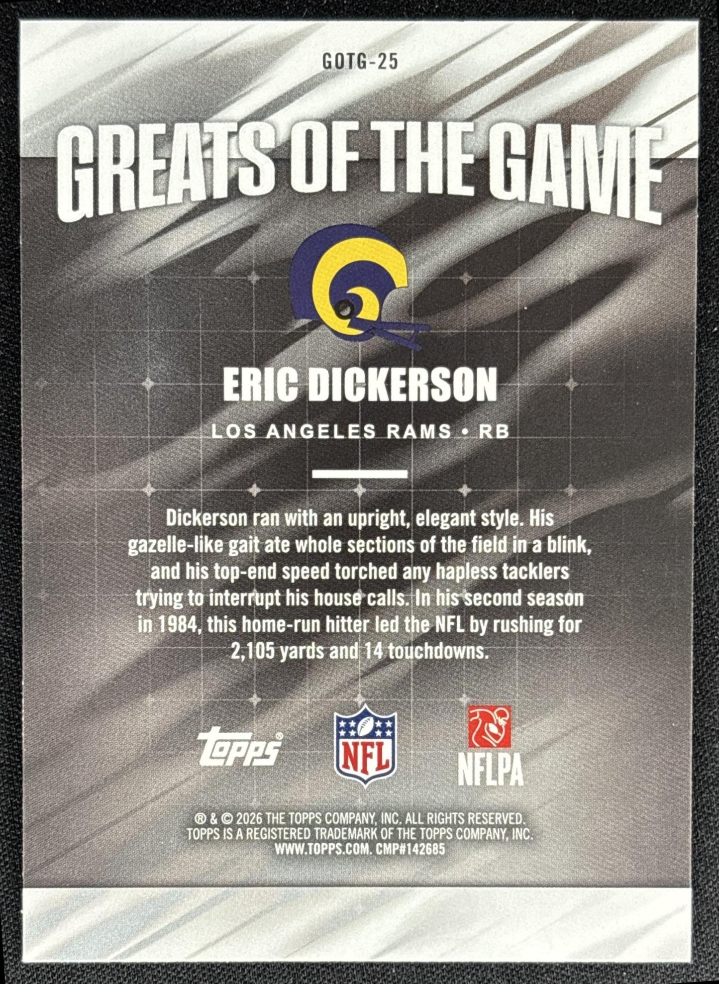 Eric Dickerson 2026 Topps Greats Of The Game Rams