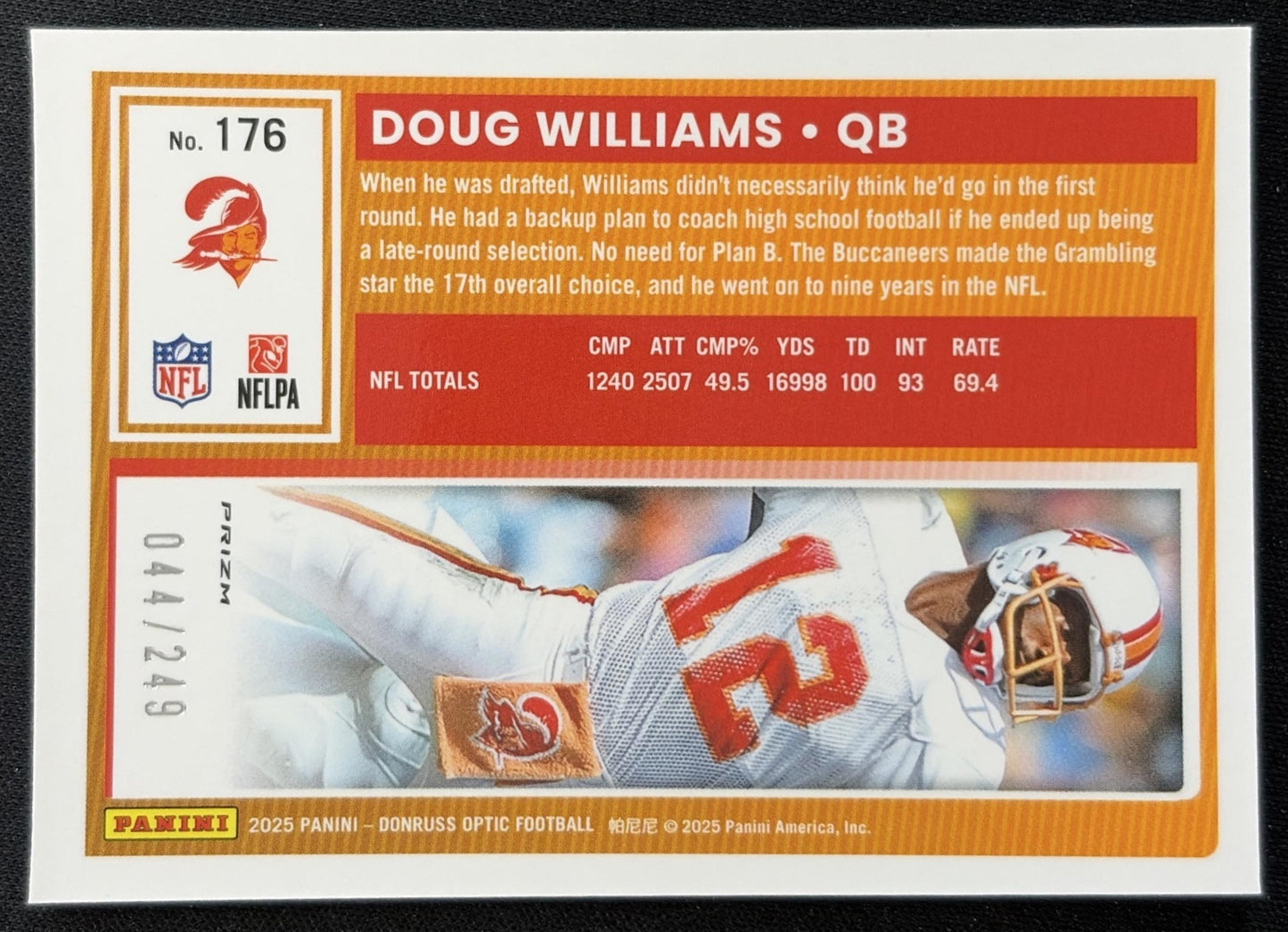 Doug Williams 2025 Panini Donruss Optic Blue Prizm /249 Buccaneers Sports Trading Cards