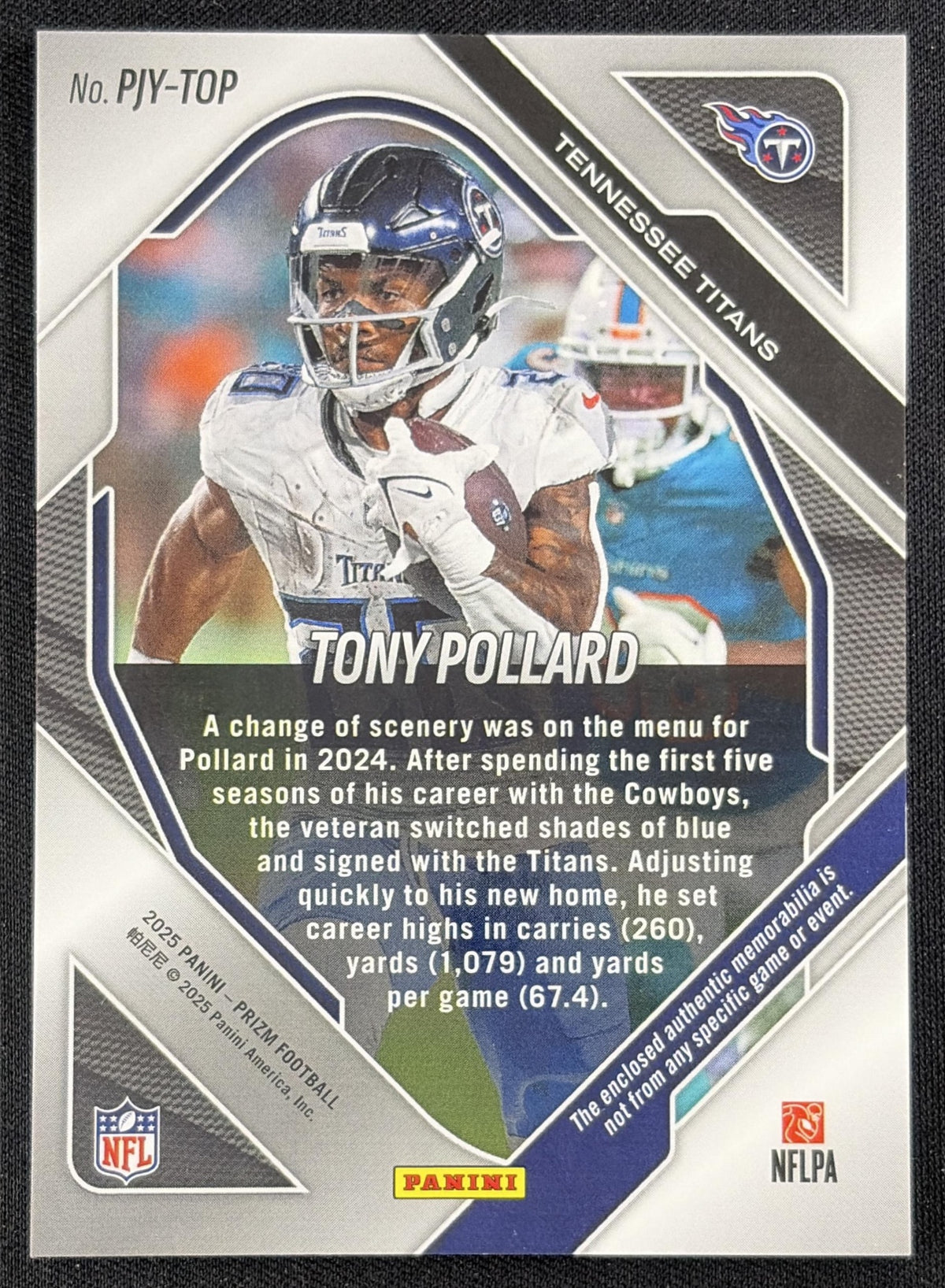 Tony Pollard 2025 Panini Prizm Premier Jerseys Pink Titans