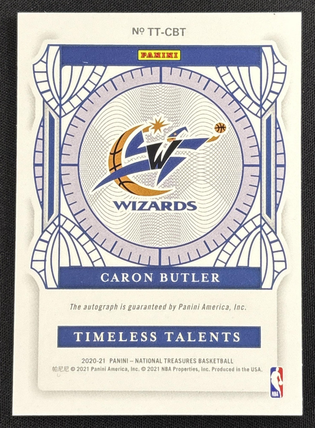 Caron Butler 2020 Panini National Treasures Timeless Talents Signatures /99 Wizards