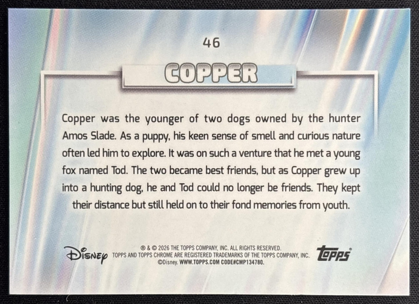 Copper 2026 Topps Chrome Disney The Fox and Hound back