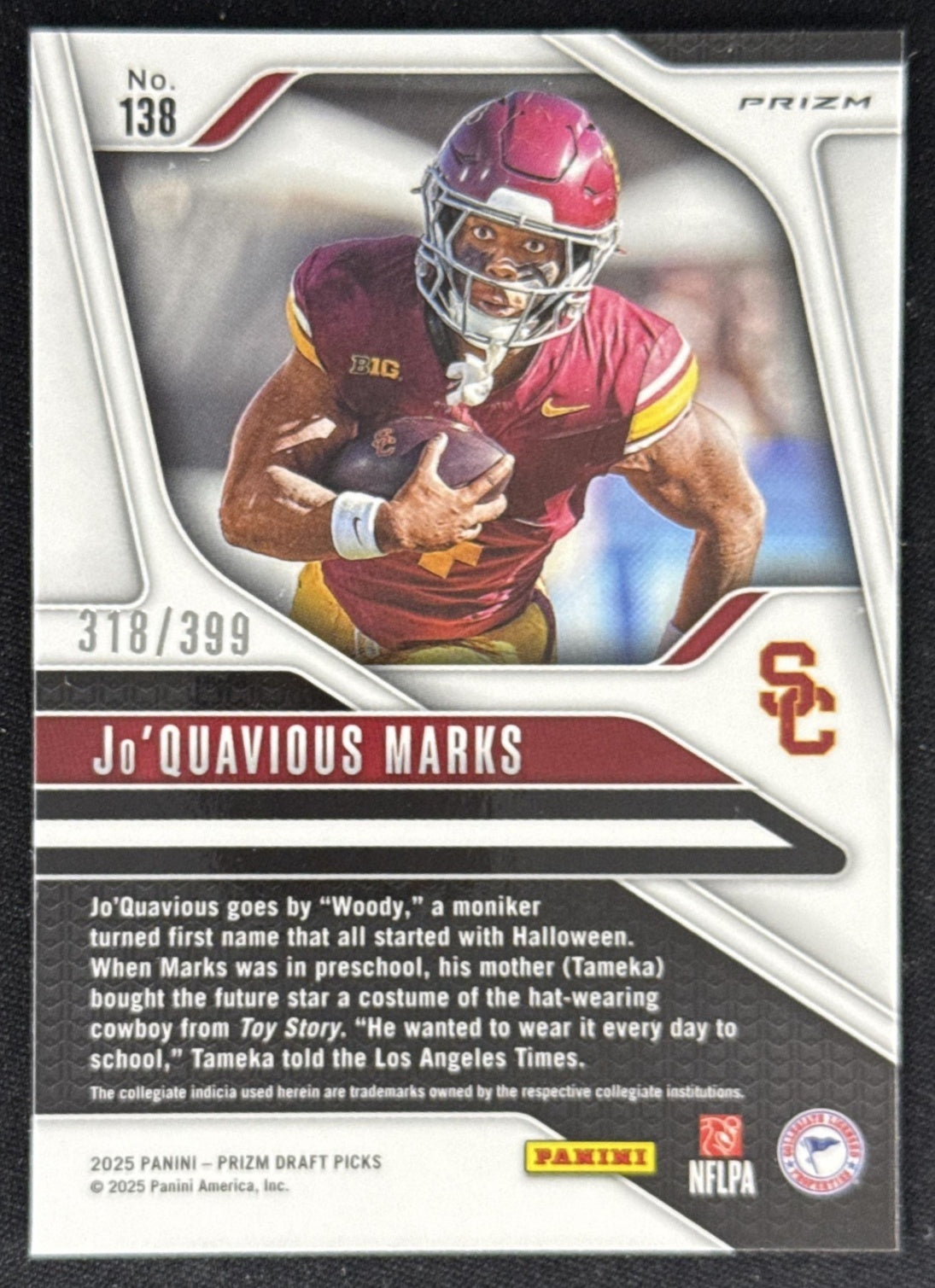 Woody Marks 2025 Panini Prizm Draft Picks Red /399 Trojans Sports Trading Card