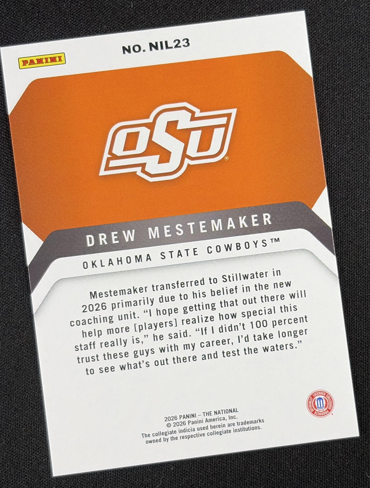 Drew Mesemaker 2026 Panini NSCC Silver Pack