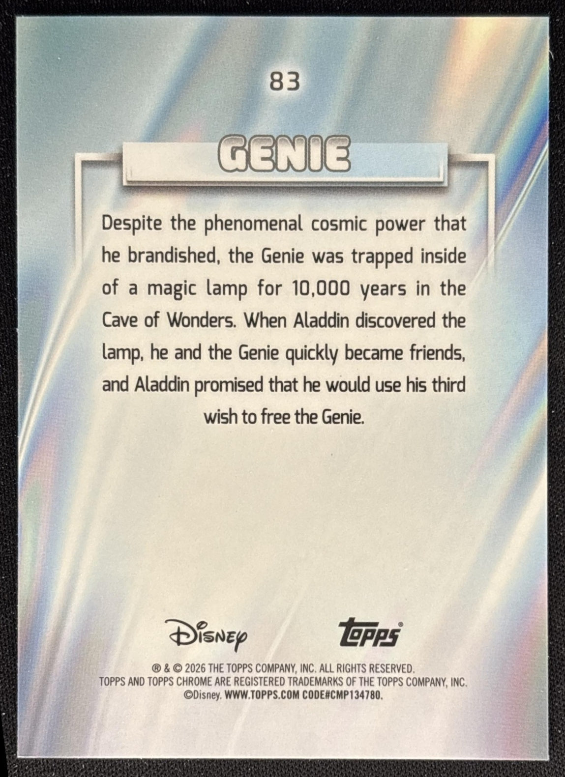 Genie 2026 Topps Chrome Disney Aladdin back