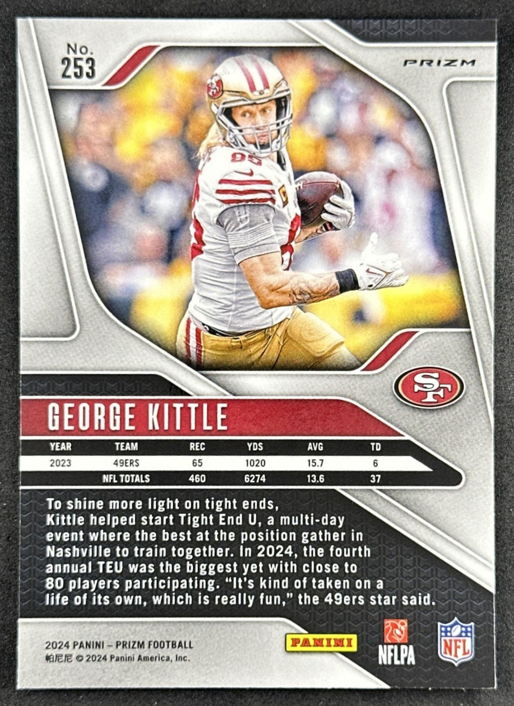 George Kittle 2024 Panini Prizm Green Wave 49ers Sports Trading Cards