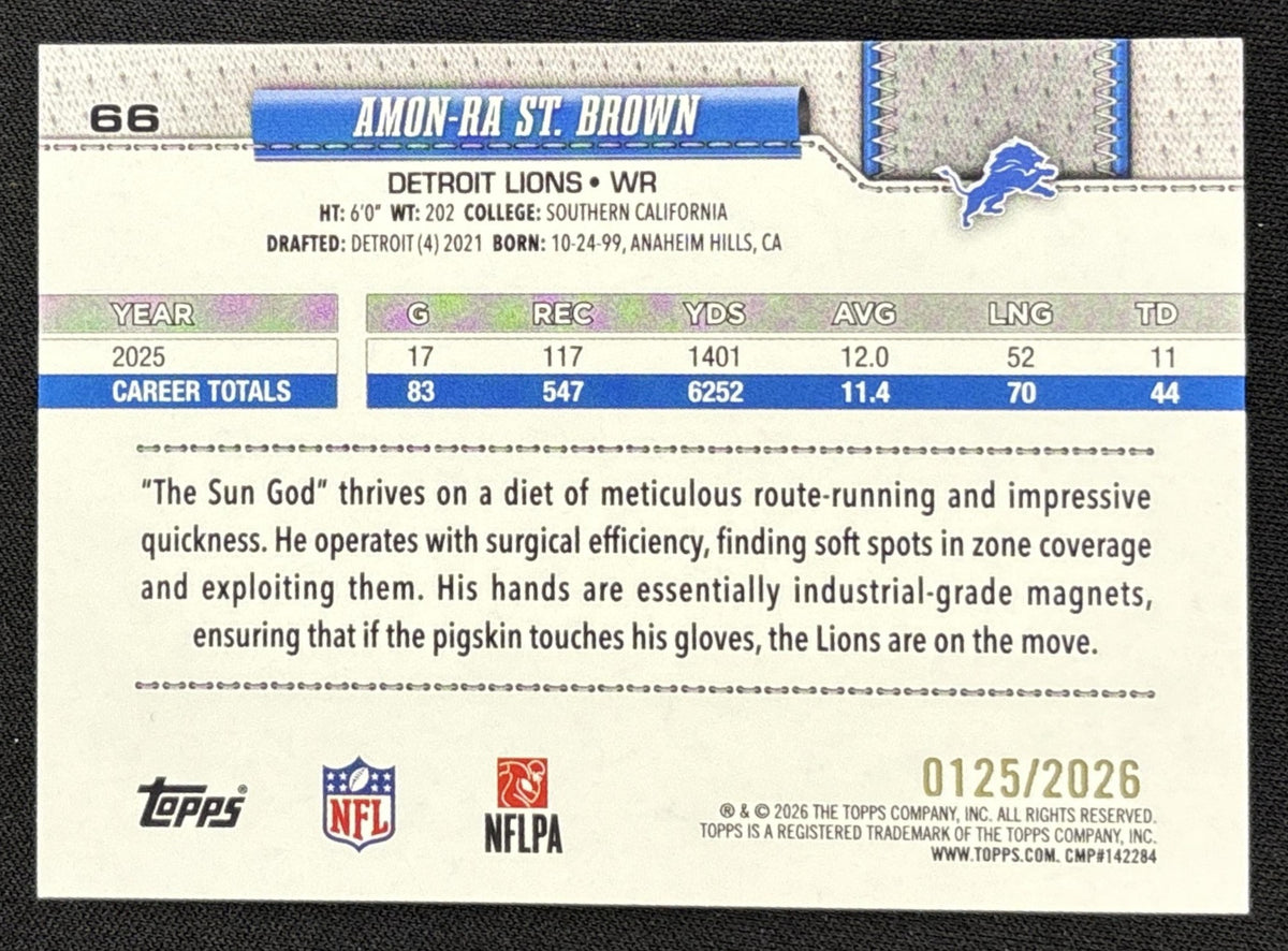 Amon-Ra St. Brown 2026 Topps Gold /2026 Lions Sports Trading Card