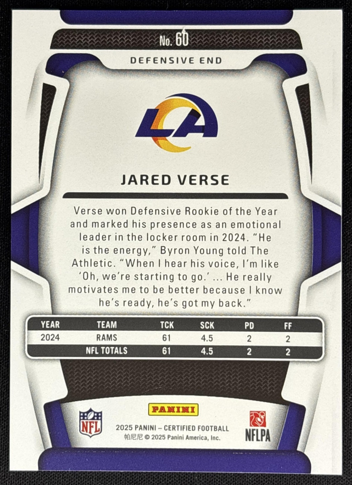 Jared Verse 2025 Panini Certified Mirror /399