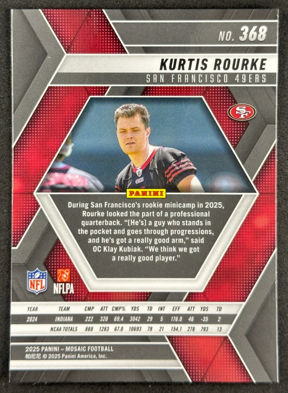 Kurtis Rourke 2025 Mosaic Rookies 49ers Sports Trading Card
