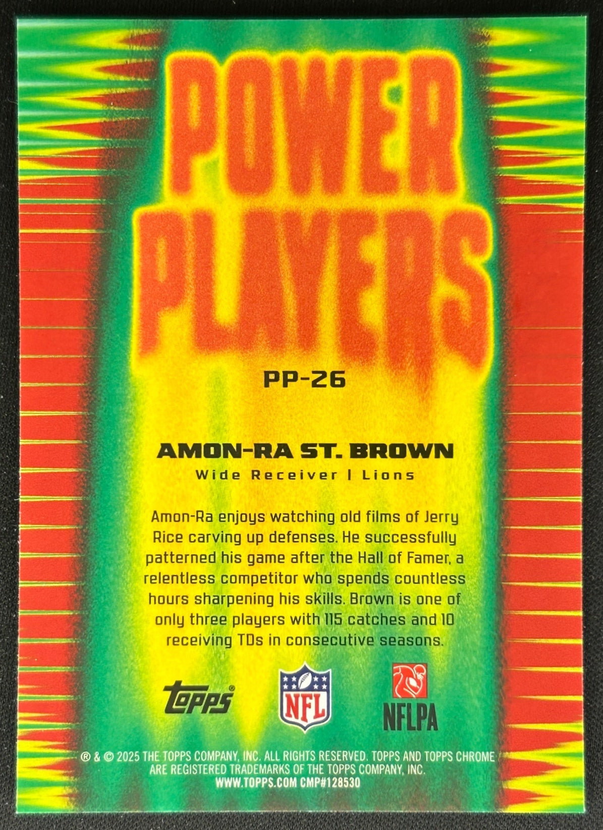 Amon-Ra St. Brown 2025 Topps Chrome Power Players Lions Sports Trading Cards