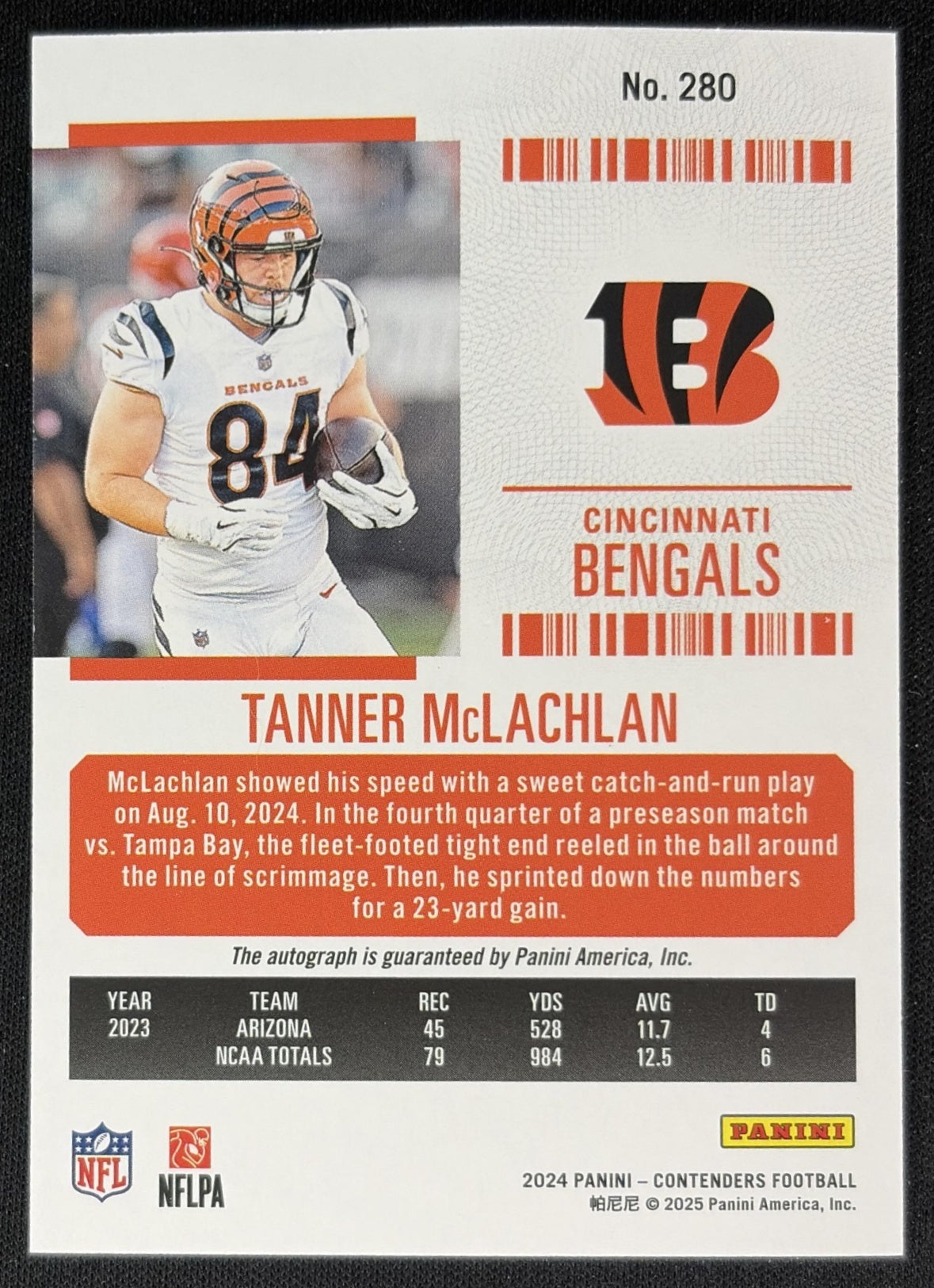 Tanner McLachlan 2024 Panini Contenders Rookie Ticket Auto Bengals Sports Trading Cards