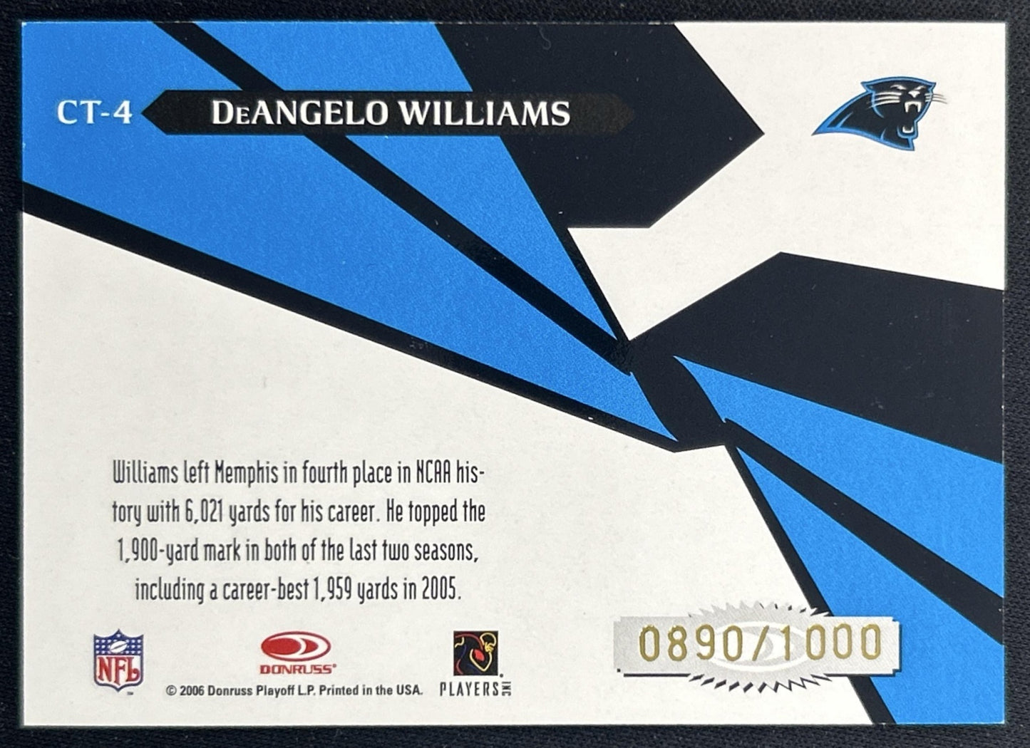 DeAngelo Williams Cross Training /1000 Panthers back