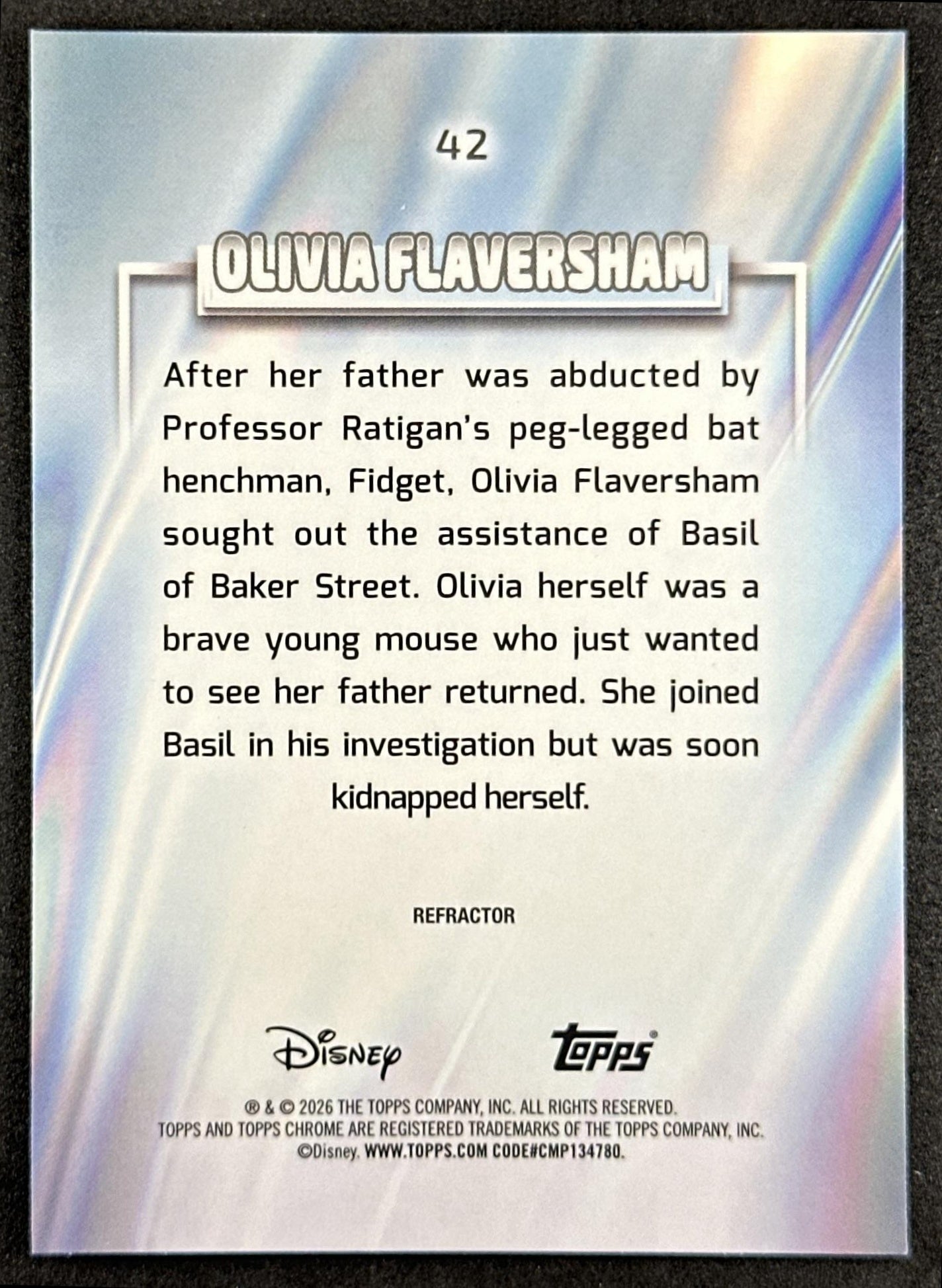 Olivia Flaversham 2026 Topps Chrome Disney Refractor The Great Mouse Detective Back