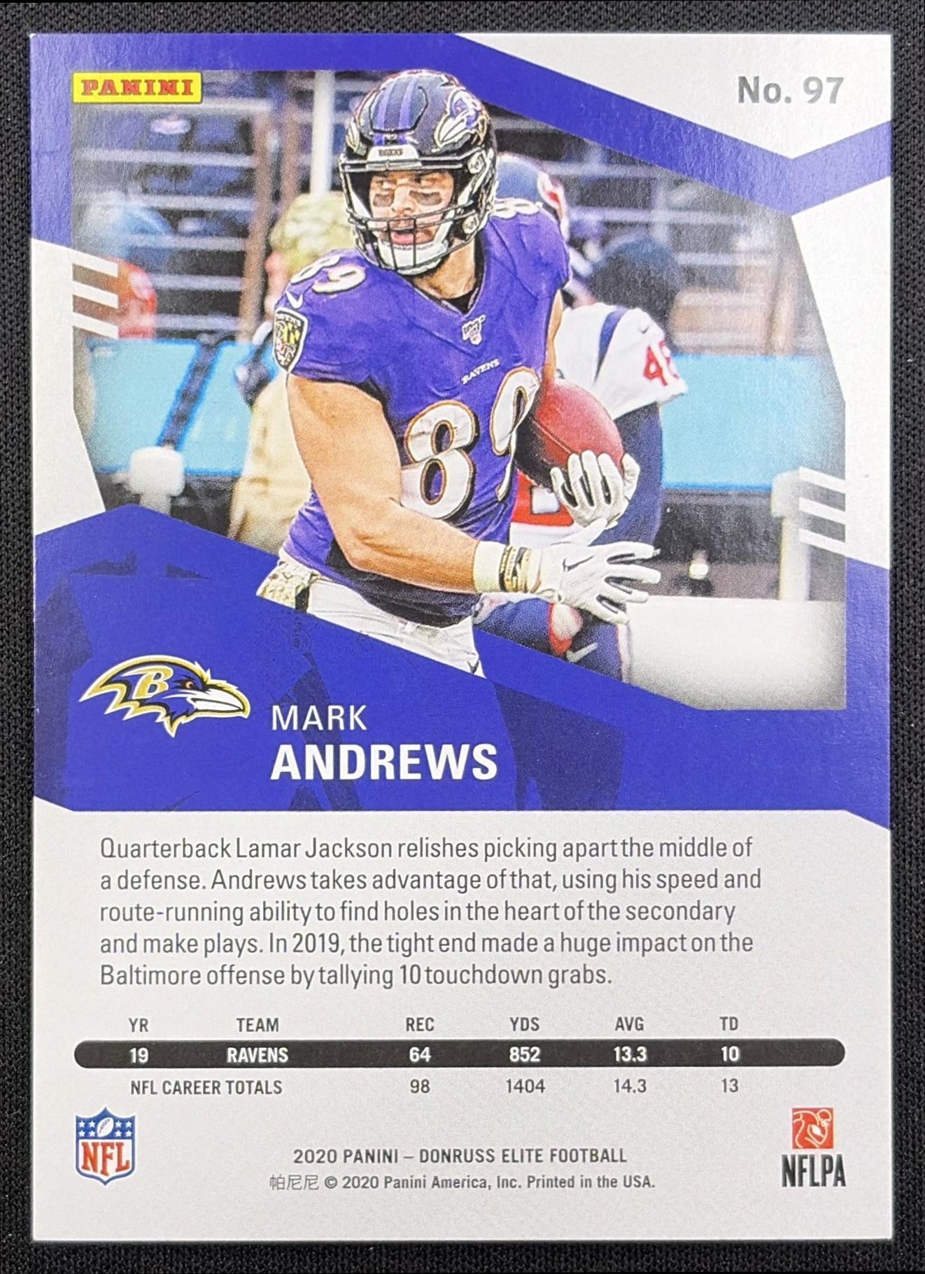Mark Andrews 2020 Panini Donruss Elite Red /399 Ravens
