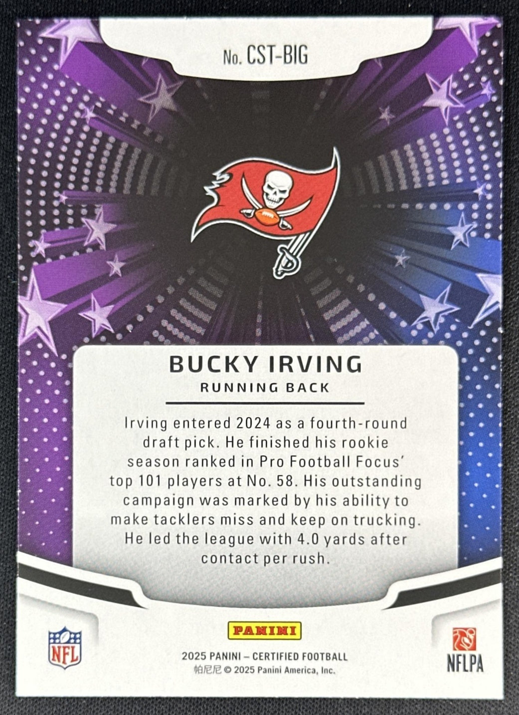 Bucky Irving 2025 Panini Certified Stars Buccaneers Sports Trading Cards