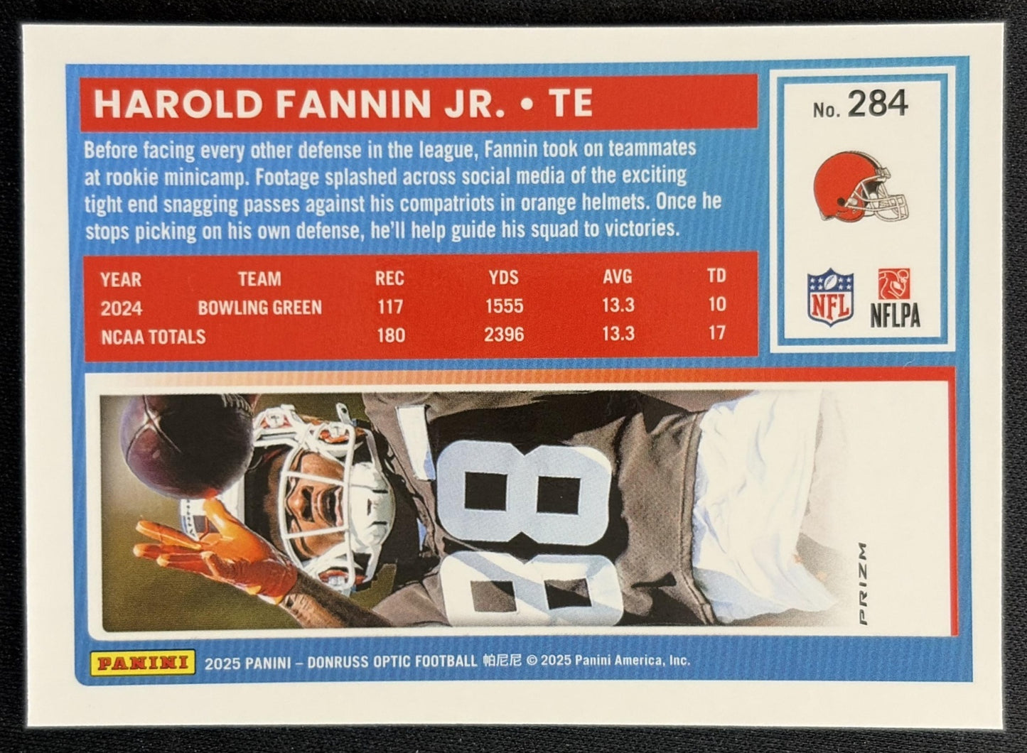 Harold Fannin Jr. 2025 Panini Donruss Optic Rated Rookie Stars Prizm Browns Football