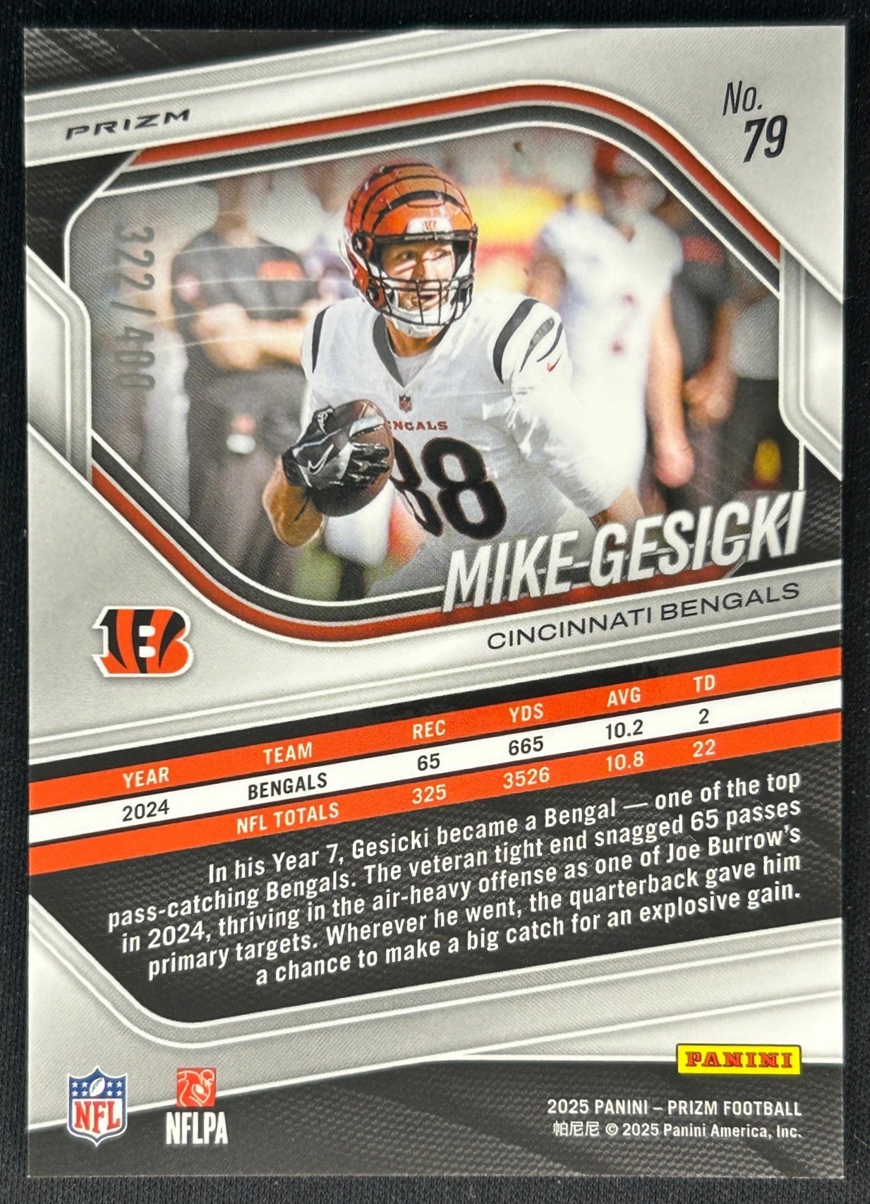 Mike Gesicki 2025 Prizm Pandora /400 Bengals Sports Trading Cards