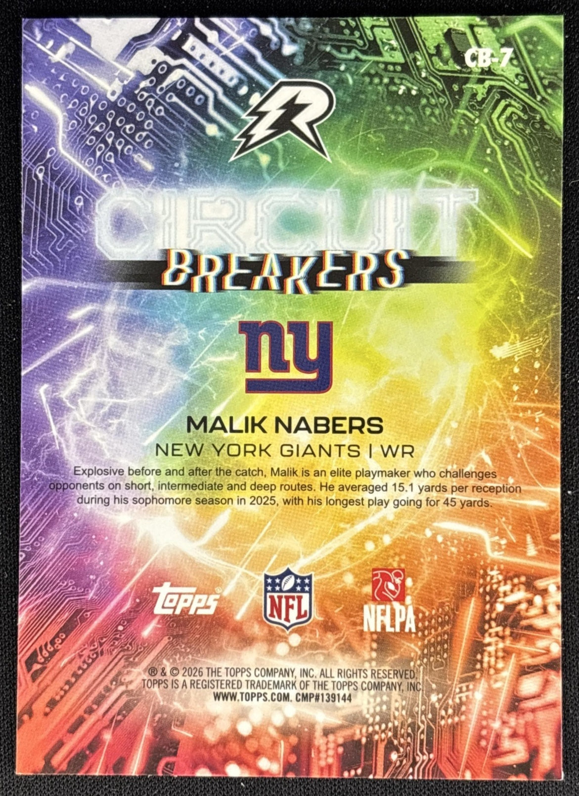 Malik Nabers 2025 Topps Resurgence Circuit Breakers Giants